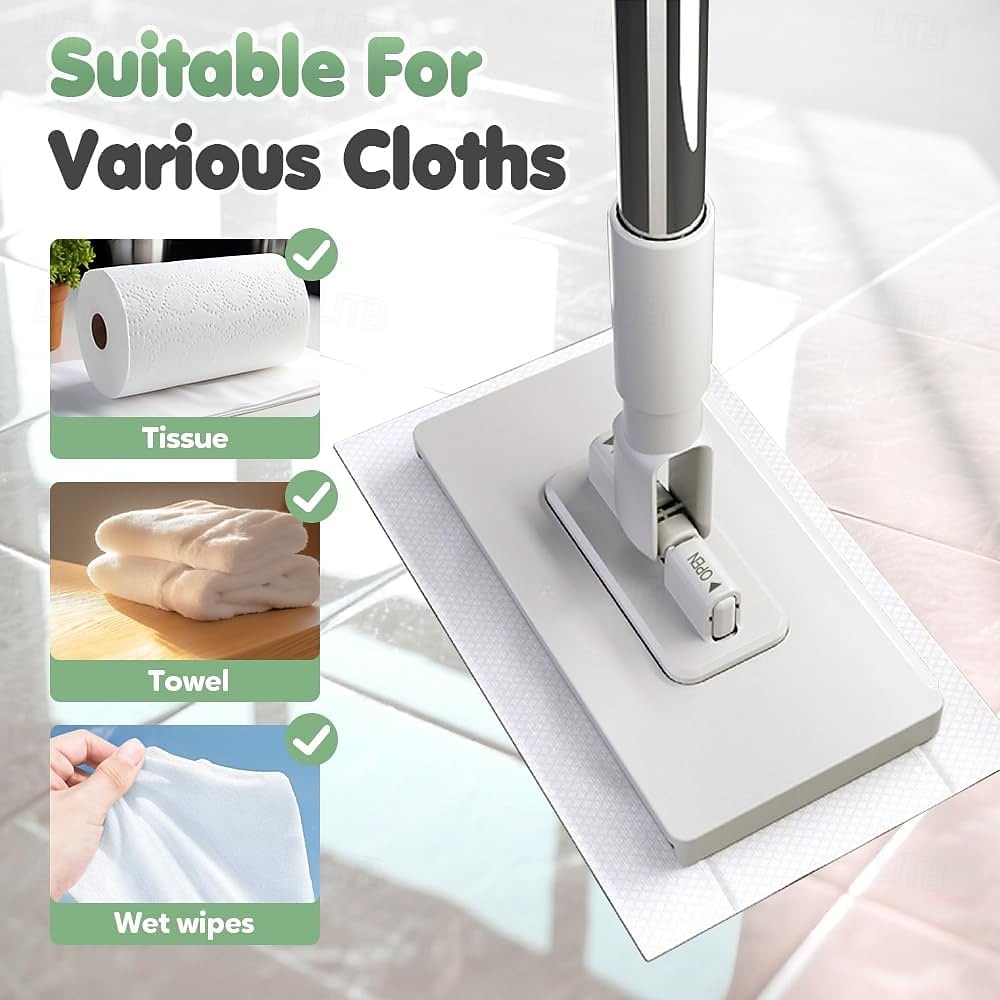 Disposable Dust Mop with 4 Reusable Cloths 39" Long Handle Wet and Dry Mopping Sweeper Stick with Locking Head & Sweeping Cloths for Multi Surface Floor Cleaning 2025 - $12.99 –P7