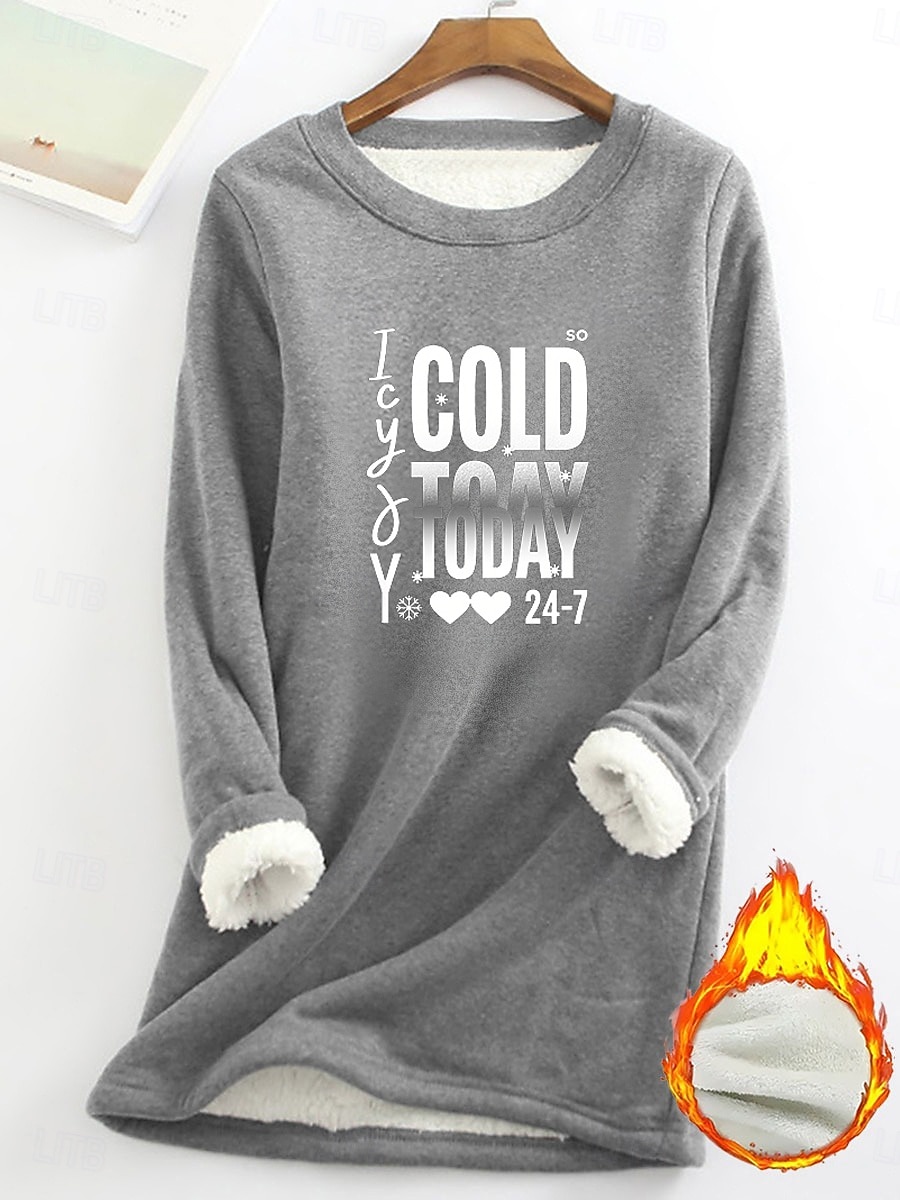 Femmes Pyjama sweat-shirt doublé polaire Sweatshirt Pull Pull Sweat-shirts Lettre Chaud Streetwear Occasionnel manche longue Col ras du cou Hauts Longs Maison Tenue Quotidienne Occasionnel Imprimé de 2025 ? $23.99 –P8