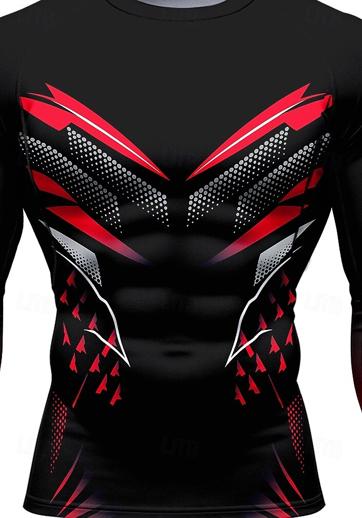 Ανδρικά Μπλούζα συμπίεσης Tricou de Alergat 3D εκτύπωση Μακρυμάνικο Στρώμα βάσης Γεωμετρικό Γρήγορο Στέγνωμα Συμπίεση Ισχυρή ελαστικότητα Ύγρανση Γυμναστήριο προπόνηση Ενεργή εκπαίδευση Ασκηση 2025 - $14.99 –P3