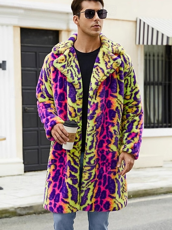 Hombre Abrigo de invierno Abrigo de Piel Gabardina Vacaciones Casual Invierno Poliéster Suave Al Aire Libre Ropa de calle Ropa Atrevido Calentadores Leopardo Bolsillo Diseño 2026 - $91.99 –P3