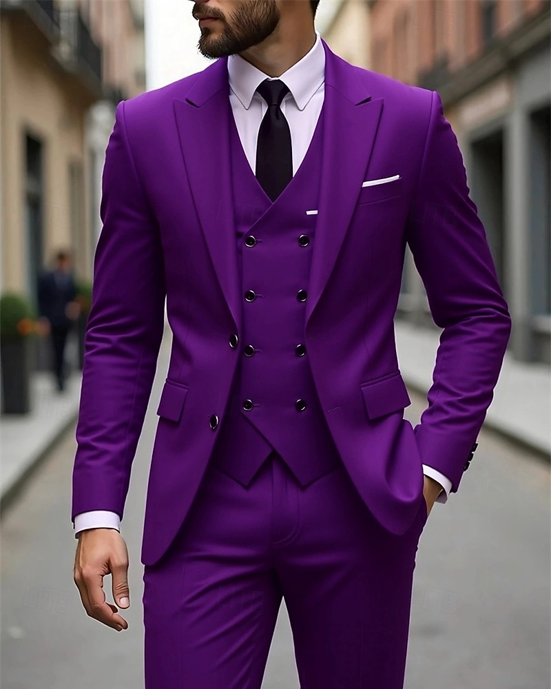 Men's Blazer+Vest+Dress Pants Blazer Vest Set Business Cocktail Party Wedding Party 3 Piece Fashion Casual Spring Fall Polyester Plain Pocket Buttons Comfortable Single Breasted Blazer Dark Gray 2026 - ZAR R1986 –P10