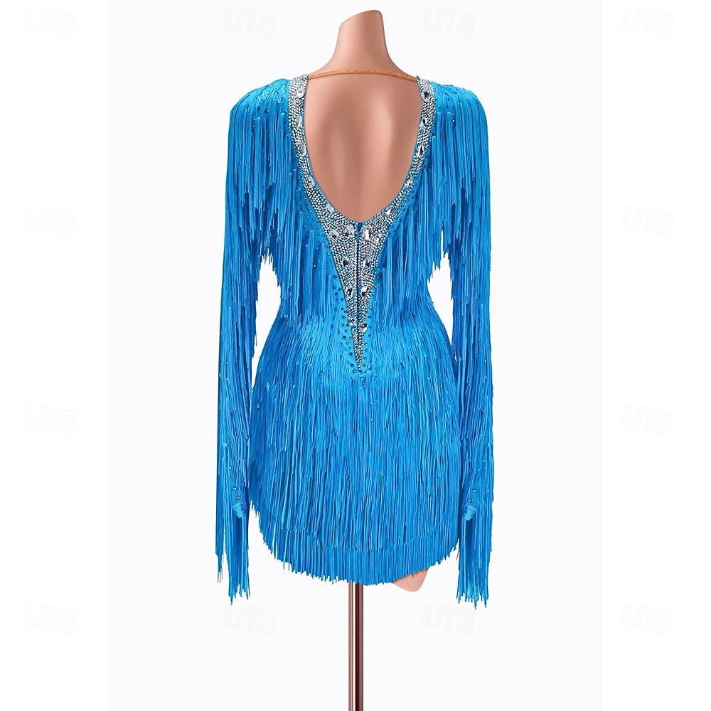 Rochie latină cu franjuri, pentru femei, cu imprimeu de spandex, pentru antrenament de performanță 2026 - $255.79 –P2