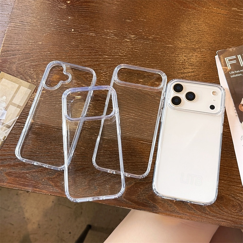 טלפון מגן עבור iPhone 17 Pro Max 17 Air 17 16 15 14 Pro Max Plus 13 Pro Max כיסוי אחורי שקוף עמיד בזעזועים אקרילי PC 2025 - $10.99 –P1