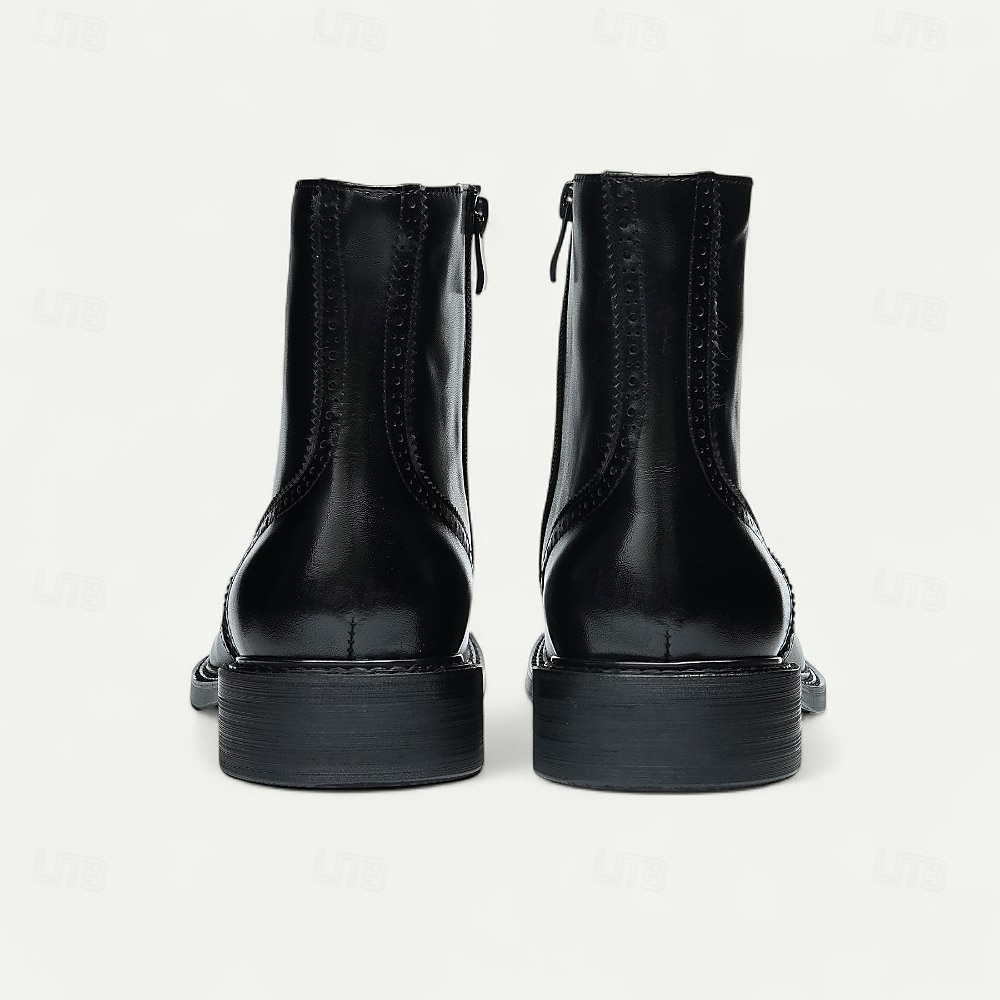 Pánské hnědé kotníkové boty s brogue vzorem, klasický design s křídlovým hrotem, robustní outdoorové pracovní boty pro volný čas v podnikání, cestování a každodenní nošení 2025 - $129.99 –P7