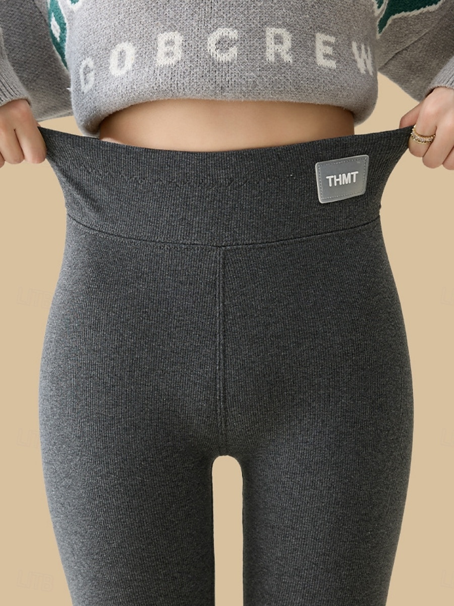 Damen Fleecehose Leggings Mode Basic Lässig Volle Länge Hohe Taille Einfach Hoher Schnitt Bequem Weich Dehnbar Heim Täglich Hellgrau Dunkelgrau Schwarz Beige Sommer Frühling Herbst Winter Schmale 2025 - $30.99 –P2