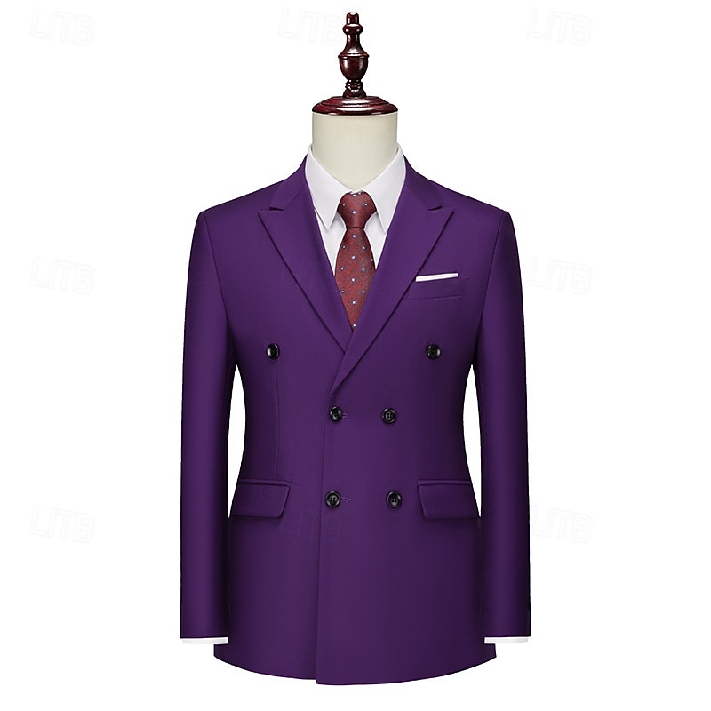 Homme Blazer Affaires Cocktail Fête de mariage Mode Occasionnel Printemps Automne Polyester Uni Avec Poches Boutons Confortable Double Boutonnage veste Noir Blanche Jaune Rose Claire de 2025 ? $71.99 –P19