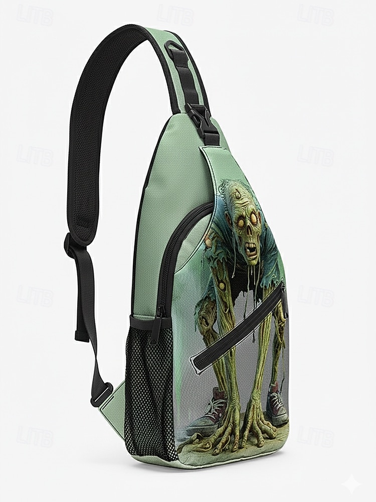 Męskie Torba przez ramię Saszetka na klatkę piersiową Torba na ramię Poliester Na zewnątrz Halloween Codzienne Zamek Nadruk Duża pojemność Lekki Multi Carry Czaszka Czarny / Złoty Czarny / Czerwony 2025 - $24.99 –P4
