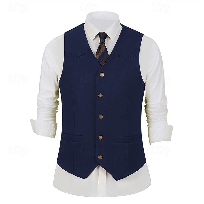 Herren Weste aus Wildlederimitat Weste Gilet Urlaub Party Geschäft Mode Lässig Frühling Herbst Tasche Knöpfe Polyester Bequem Einfach Einreihig Ein-Knopf V Ausschnitt Normale Passform Schwarz 2025 - $32.99 –P11