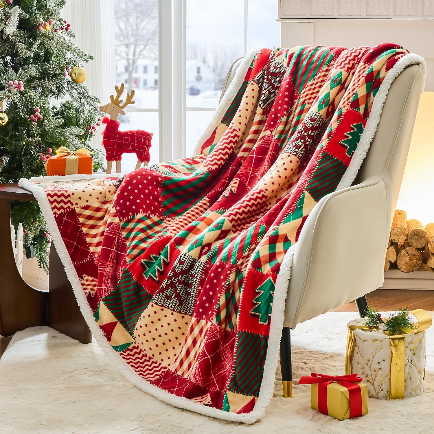 vinterjulepledd, babylurpledd, varmt flanellteppe til hjemmet, koselig sengetøy til høytiden 2025 - $52.99 –P1
