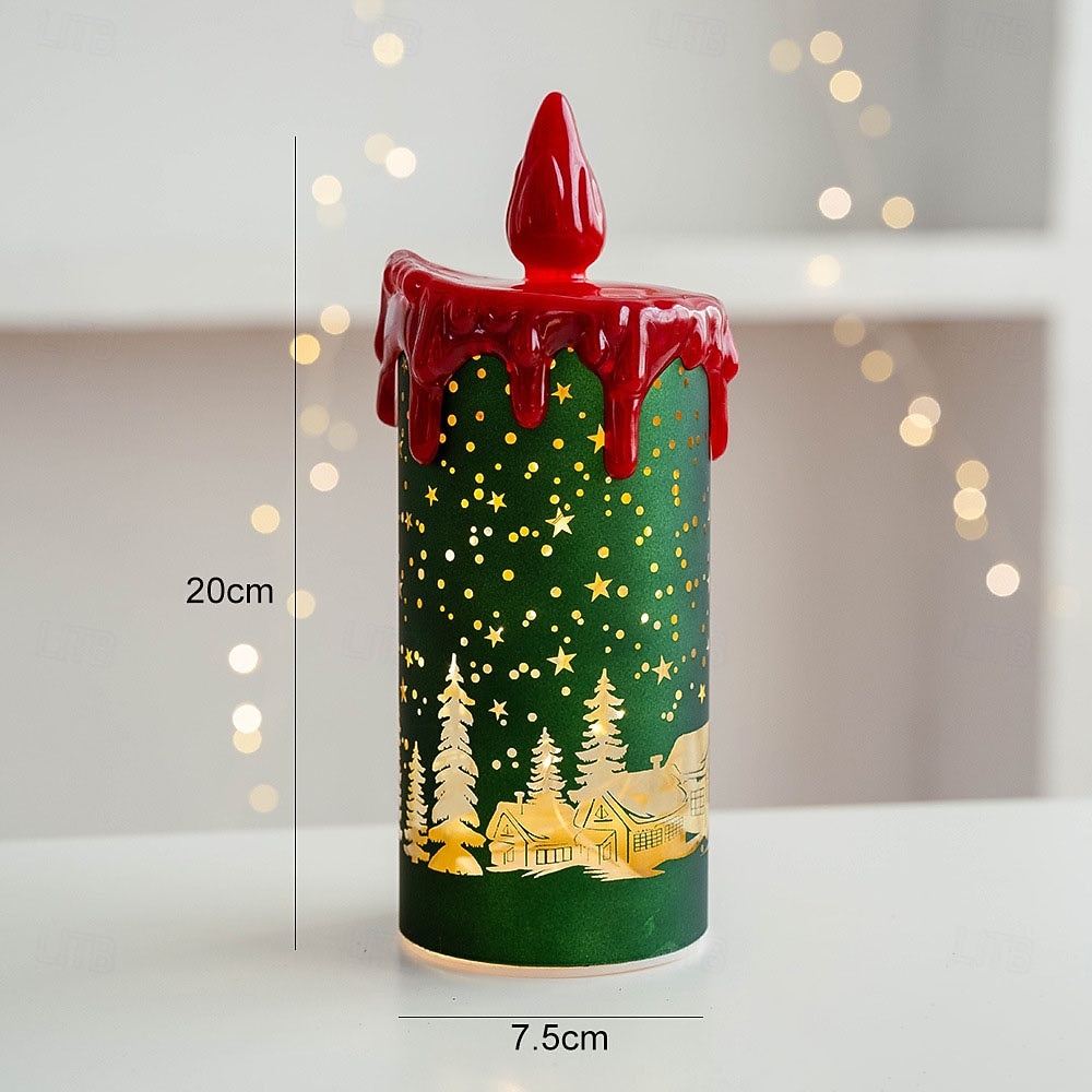 1 Pc Christmas Glass LED Light Handheld Light Electronic Candle Light Wind Light Desktop Ornament Light Atmosphere Light Warm Light AAA Battery Box 2025 - CAD $11.99 –P3