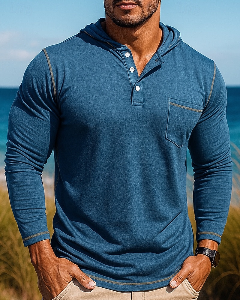 Homme Chemise décontractée T-shirt à capuche manche longue À capuche Top Extérieur Respirant Coton Noir Bleu Vert Tennis Le golf Course de 2025 ? $31.99 –P4