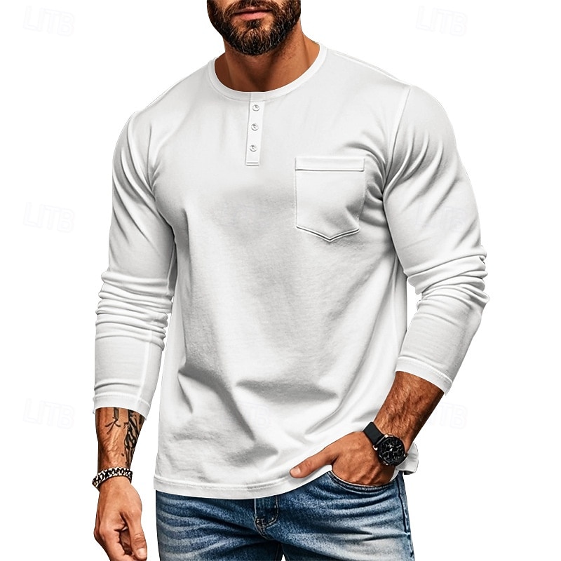 Ανδρικά Πουκάμισο Henley Κοντομάνικα Henley Top Μακρυμάνικο Συμπαγές Χρώμα Σκέτο Μοντέρνα Υψηλής Ποιότητας Καθημερινό Τσέπη Κουμπιά Χένλι ΕΞΩΤΕΡΙΚΟΥ ΧΩΡΟΥ Causal Καθημερινά 2026 - $20.99 –P6