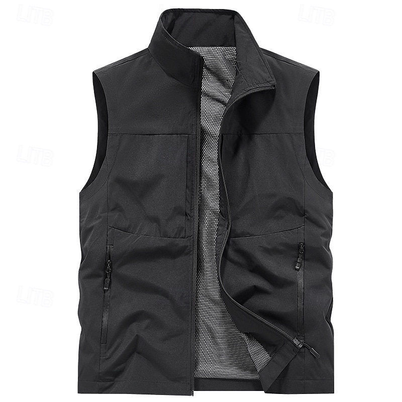 Herren Outdoor-Weste Weste Angelweste Outdoor Täglich Mode Lässig Frühling Herbst Tasche Polyester Bequem Einfach Reisverschluss Stehkragen Normale Passform Schwarz Rote Khaki Armeegrün Weste 2025 - $22.99 –P15