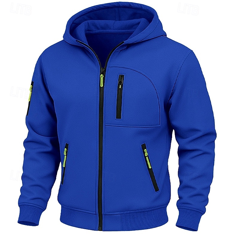 Férfi Kapucnis felsőrész Teljes cipzáros kapucnis Gyapjú pulóver Taktikai kapucnis pulóver Fekete Fehér Katonai zöld Burgundi vörös Sötétkék Kapucni Sima Texturált Sport & Szabadtéri Hétköznapi Napi 2025 - $23.99 –P8