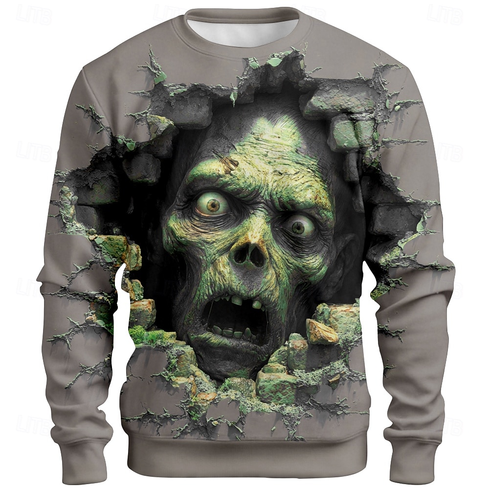 Halloween Pánské Zombie 3D Mikina Punk Večírek Tričkový Dovolená Světle zelená Trávová zelená Výstřih ke krku 3D Celý rok Návrhář 2025 - $30.99 –P1