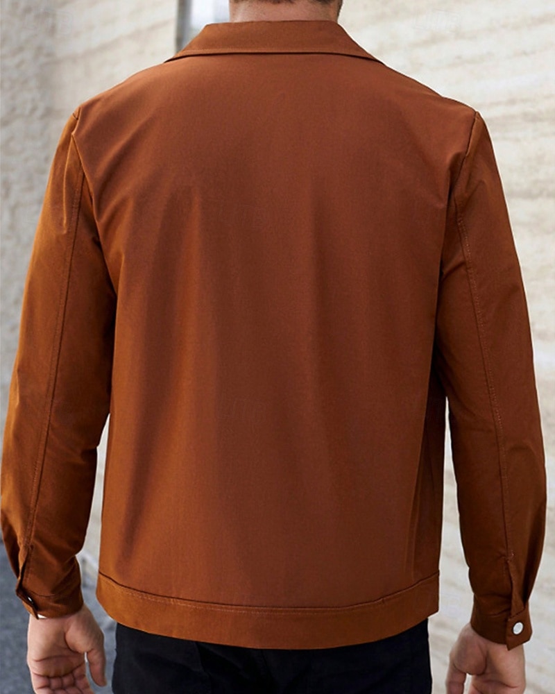 Herren Leichte Jacke Hemdjacke Freizeitjacke Urlaub Täglich Atmungsaktiv Knöpfe Frühling Herbst Einfach Mode Klassisch Revers Regulär Braun Jacken 2025 - $23.99 –P3