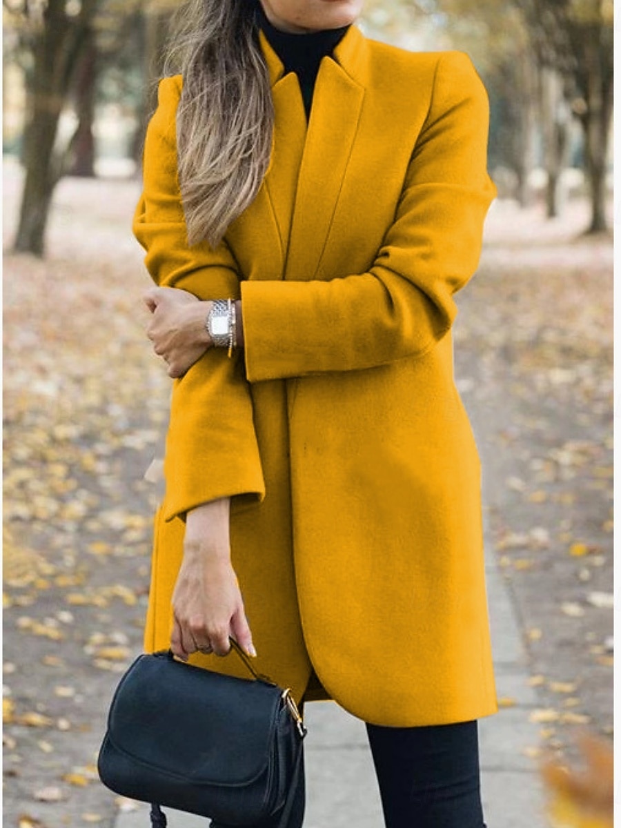 Femmes Veste d'hiver Chaud Respirant Coupe ajustée Élégant Occasionnel Uni Vacances Rue Occasionnel Tenue quotidienne Ouvert devant Long Col montant Coupe régulière manche longue Vêtements d'extérieur de 2025 ? $31.99 –P5