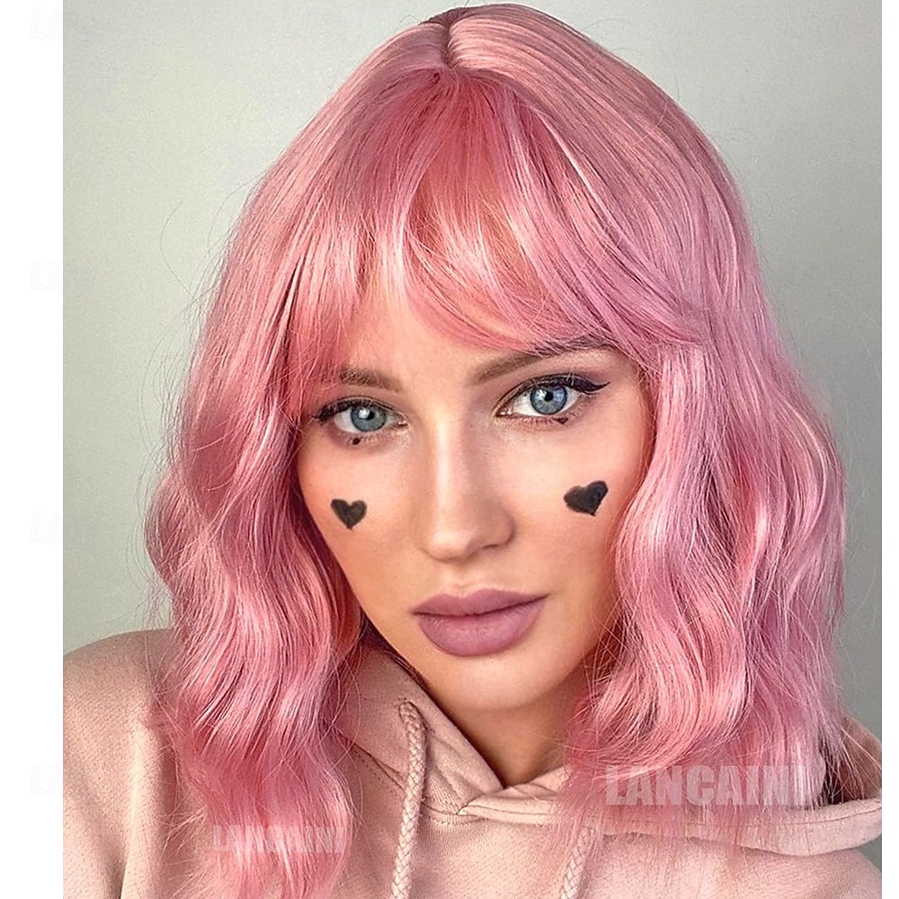 parrucche bob con frangia per donne parrucca ondulata sciolta parrucca bob ondulata pastello lunga fino alle spalle parrucca cosplay sintetica per ragazze parrucche colorate per costumi del 2025 a $21.99 –P3