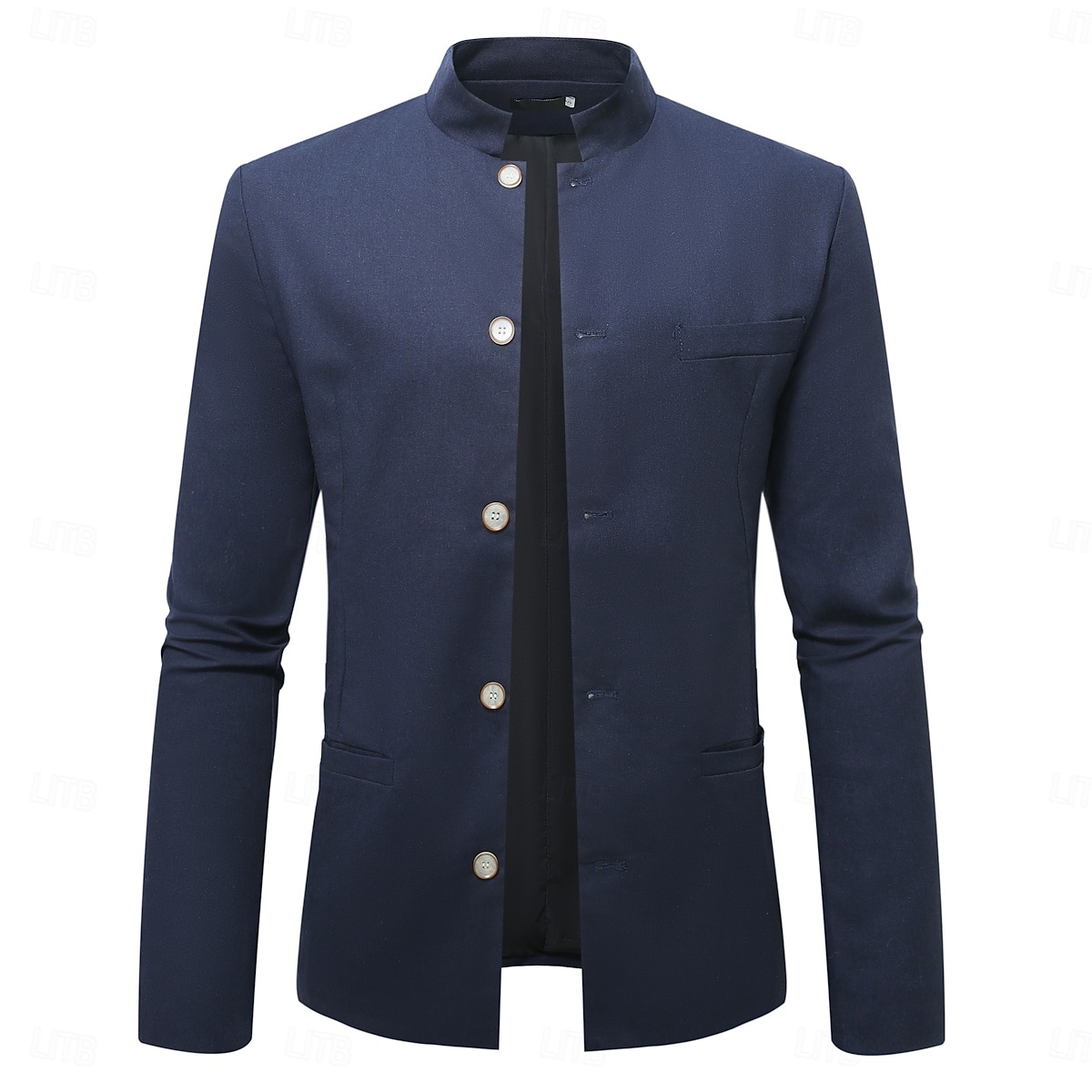 Per uomo Giacca di lino Formale Casa Bottoni Minimalista Primavera & Autunno Autunno Tutte le stagioni Tinta unica Attivo Vintage Colletto a Camicia Regolare Blu marino Verde Cachi Azzurro Giacca del 2026 a $91.99 –P29