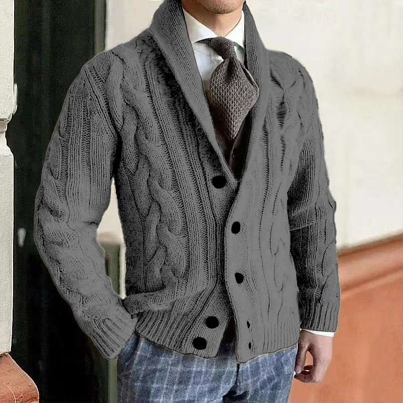 Bărbați Pulover Rochie Pulover Pulover Cardigan Striat Cablu Tricotat Topuri obișnuite Tricotat Simplu Șal  Guler Vacanță Modă Casual Purtare Zilnică Îmbrăcăminte Primăvară Toamnă Negru Gri Închis M 2026 - $39.99 –P9