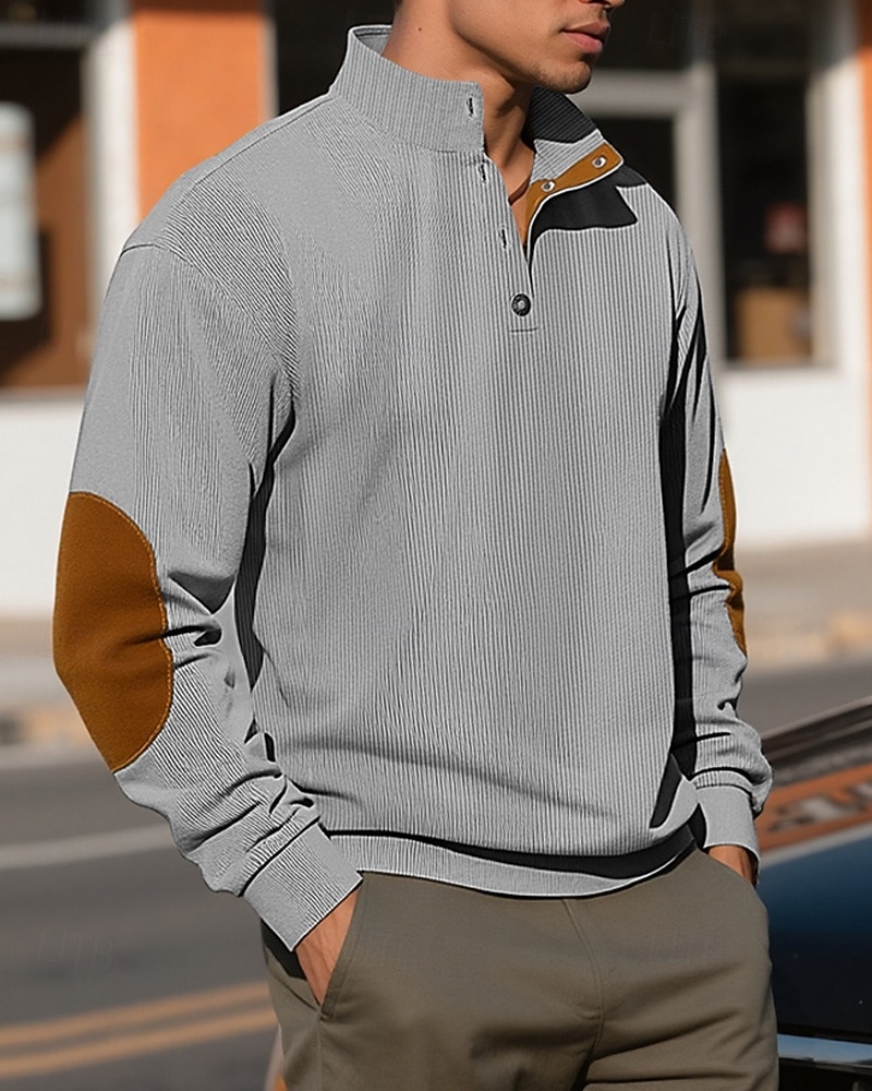 Homens Moletom Preto Verde Claro Verde Tropa Azul Marinha Azul Henley Bloco de cor Patchwork Desportos e Ar livre Diário Feriado Poliéster Roupa de rua Básico Casual Primavera Outono Roupa Moletons de 2025 por $24.99 –P13