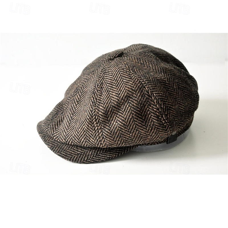 Pánské PLacatá čepice Klobouk Ascot Novinářský klobouk Černá Kávová Polyester Módní Na běžné nošení ulice Denní Bez vzoru Nastavitelná Proti sluci Prodyšné 2026 - $15.49 –P5