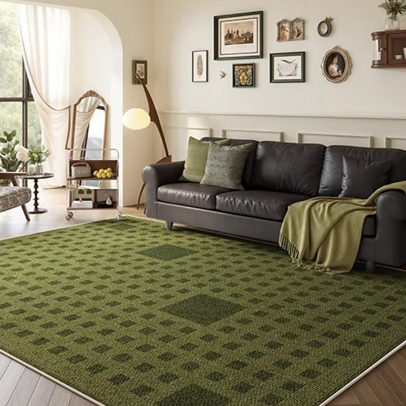 Tapete vintage verde francês, tapete luxuoso para sala de estar, tapete elegante para cabeceira de quarto, tapete grande resistente a manchas e fácil de limpar de 2026 por $107.99 –P12