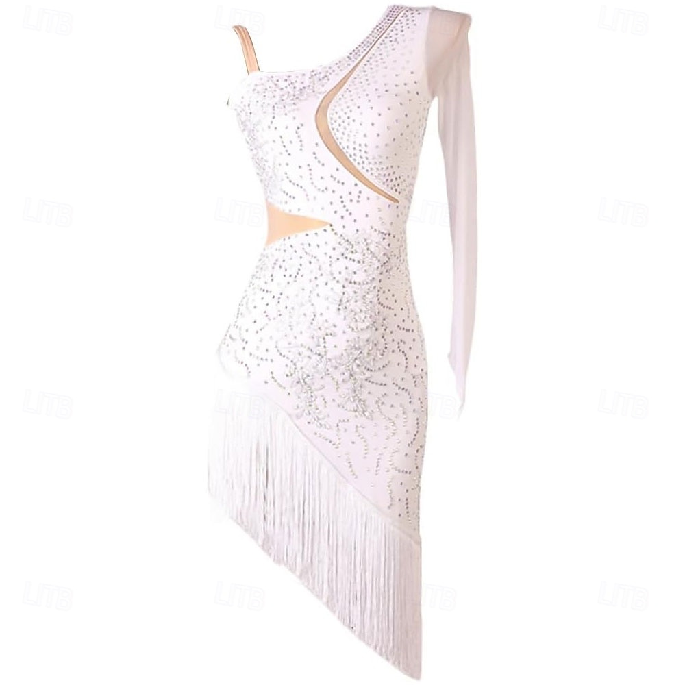 שמלות ריקודים סלוניים לטיניים לנשים גדיל סלסה רומבה צ'ה צ'ה מסיבת תחרות שמלת גדילים 2025 - $192.99 –P9