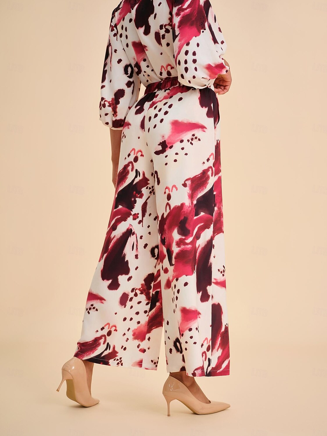 בגדי ריקוד נשים נקבה רגל רחבה מכנסי רגליים רחבות באורך מלא אלגנטית חופשה קזו'אל בורגנדי קיץ אביב XS S M 2026 - $79.99 –P6