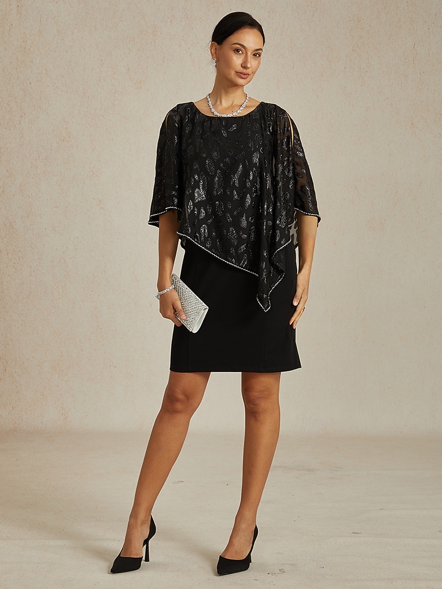 Femmes Robe Midi Robe fourreau Élégant Fête Robes semi-formelles Mariage Soirée robe demoiselle d honneur Coupe régulière Léopard Sans manches Col ras du cou Noir Printemps Automne Hiver de 2025 ? $99.99 –P1