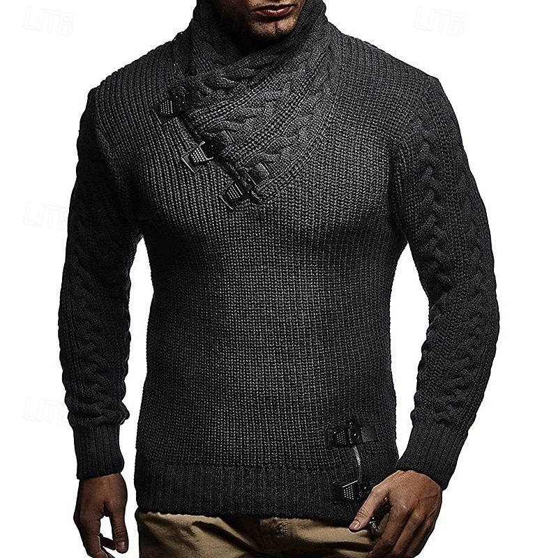 Homens Suéter Pulôver suéter Estriado Cabo Tricotar Tops regulares Tricotado Corte Justo Tecido Gola Redonda Roupa de Malha Moderna Casual Roupa Diária Roupa Outono Inverno Preto Marron M L XL de 2025 por $41.99 –P3