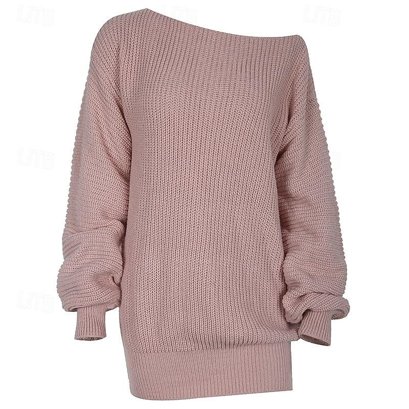 Dames Mini-jurk Trui-jurk Modieus Modern Lantaarn mouw Dagelijks Uitgaan Weekend Normale pasvorm Effen Lange mouw Schouderafhangend Zwart Wit Blozend Roze blauw Lente Herfst 2025 - €26.72 –P22