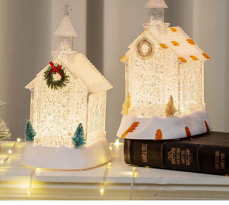 Christmas Transparent House LED Wind Light Indoor Bedroom Living Room Dining Room Study Room Church Desktop Decorative Light Pendant Light AAA Battery Box 21.5CM/8.46Inch 2025 - CAD $16.99 –P4