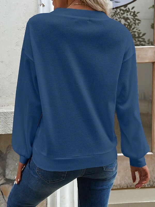 Damen Bluse Knöpfe Einfarbig Stilvoll Lässig Langarm V Ausschnitt Normale Oberteile Täglich Blau Schwarz Weiß Grün Khaki Frühling Herbst 2026 - $24.99 –P7
