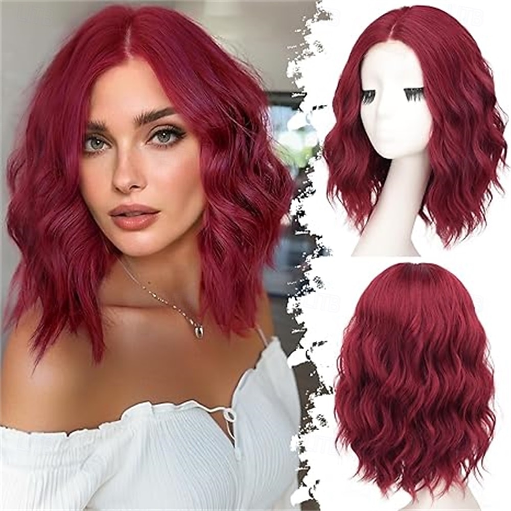 Perruque courte ondulée noire et violette pour femme, style bob en dentelle, synthétique, résistante à la chaleur, aspect naturel, pour une coiffure de tous les jours, 14 pouces de 2025 ? $22.99 –P4