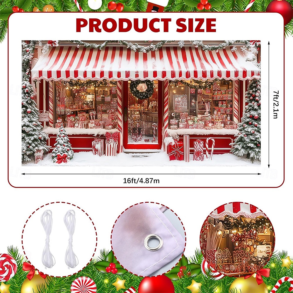 Новогодняя тематика Крышка гаражной двери Большое Подвесное Рождественский магазин Подарок Симпатичные Стиль 3D Вечеринка На открытом воздухе Праздник Фоны для съемки Ярд (0,9 м) Домашний декор 2025 - $28.99 –P3