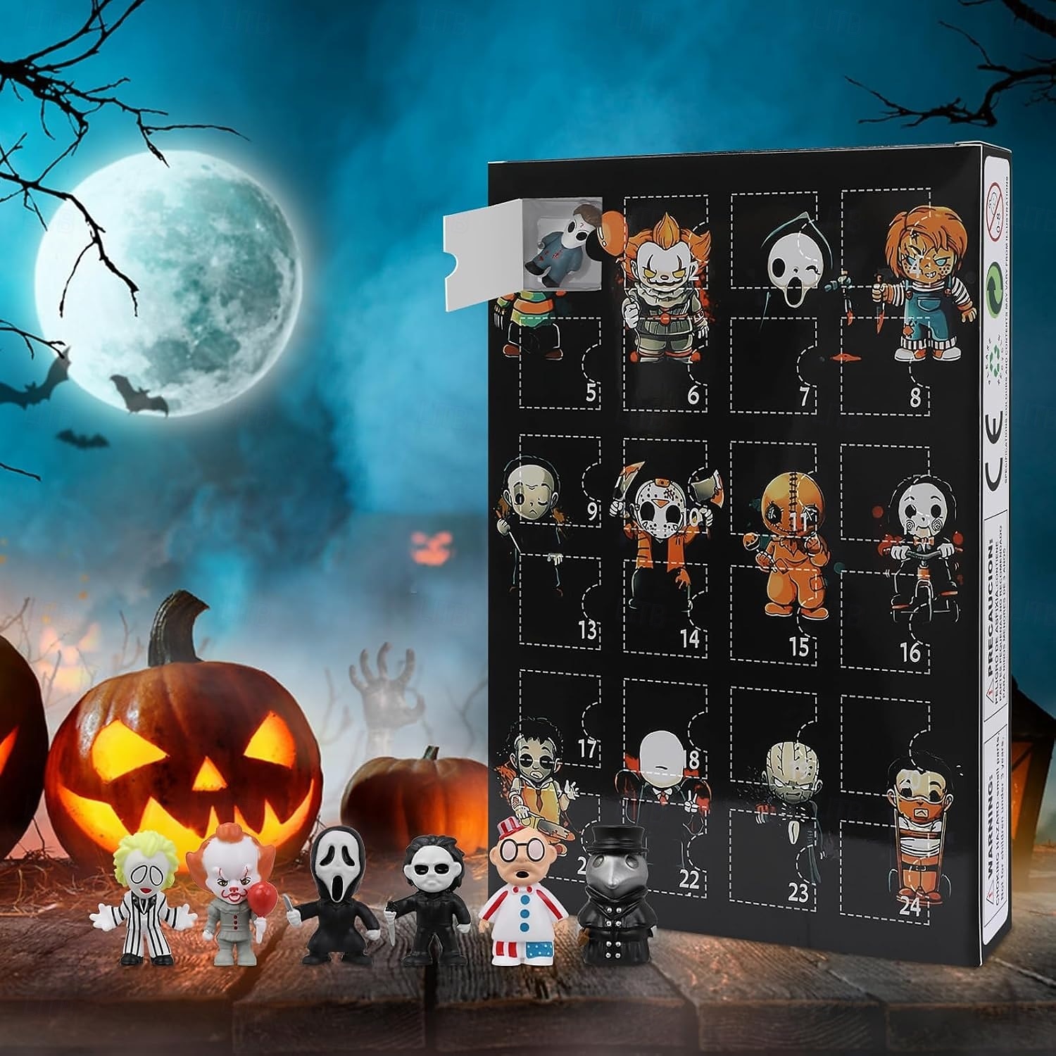 2025年 ハロウィンアドベントカレンダー ホラー映画 2025、ハロウィンカウントダウンカレンダー 2025 子供と大人向け クラシックドール コレクターフィギュア 24個付き、プレクリスマスドール コレクション – $29.99 –P6