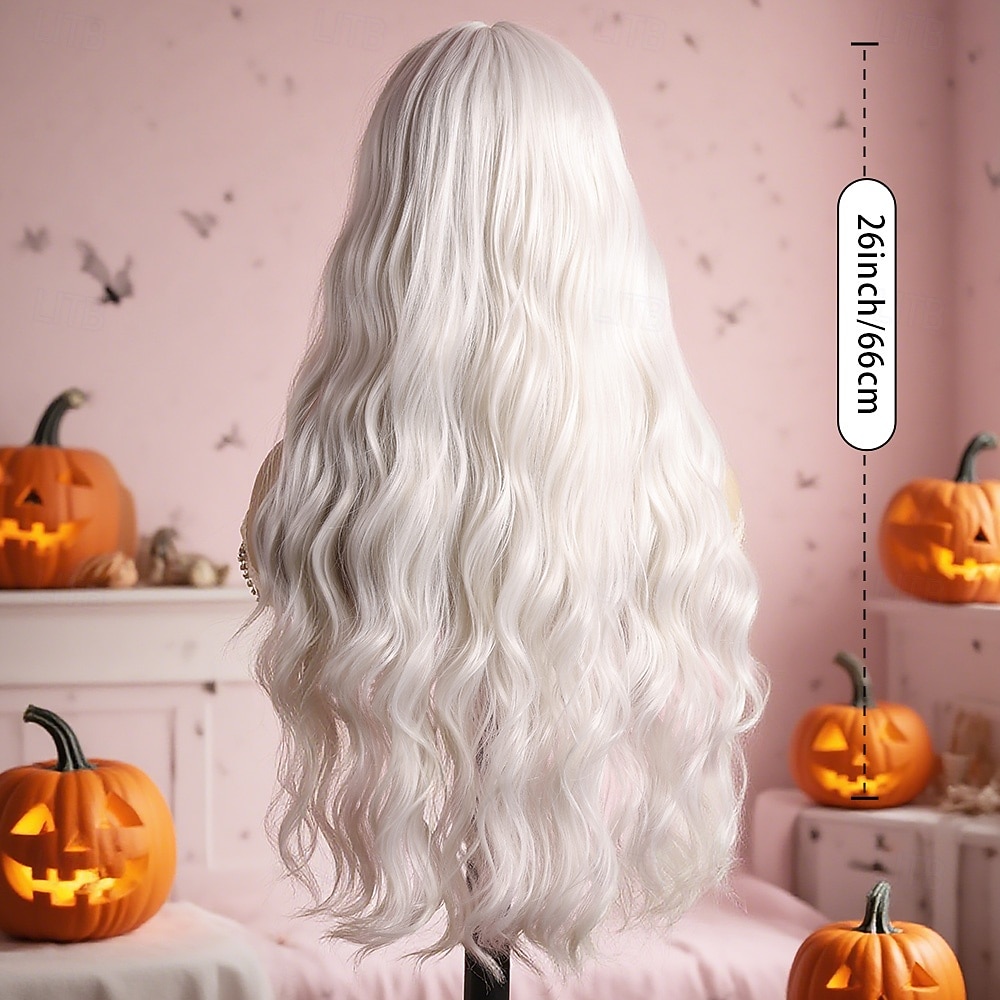 Парики из искусственных волос Естественные кудри Волнистый Средняя часть Аккуратная челка Парик 26 дюймы Белый Искусственные волосы 26 дюймовый Жен. Мягкость удобный Белый 2026 - $34.99 –P6