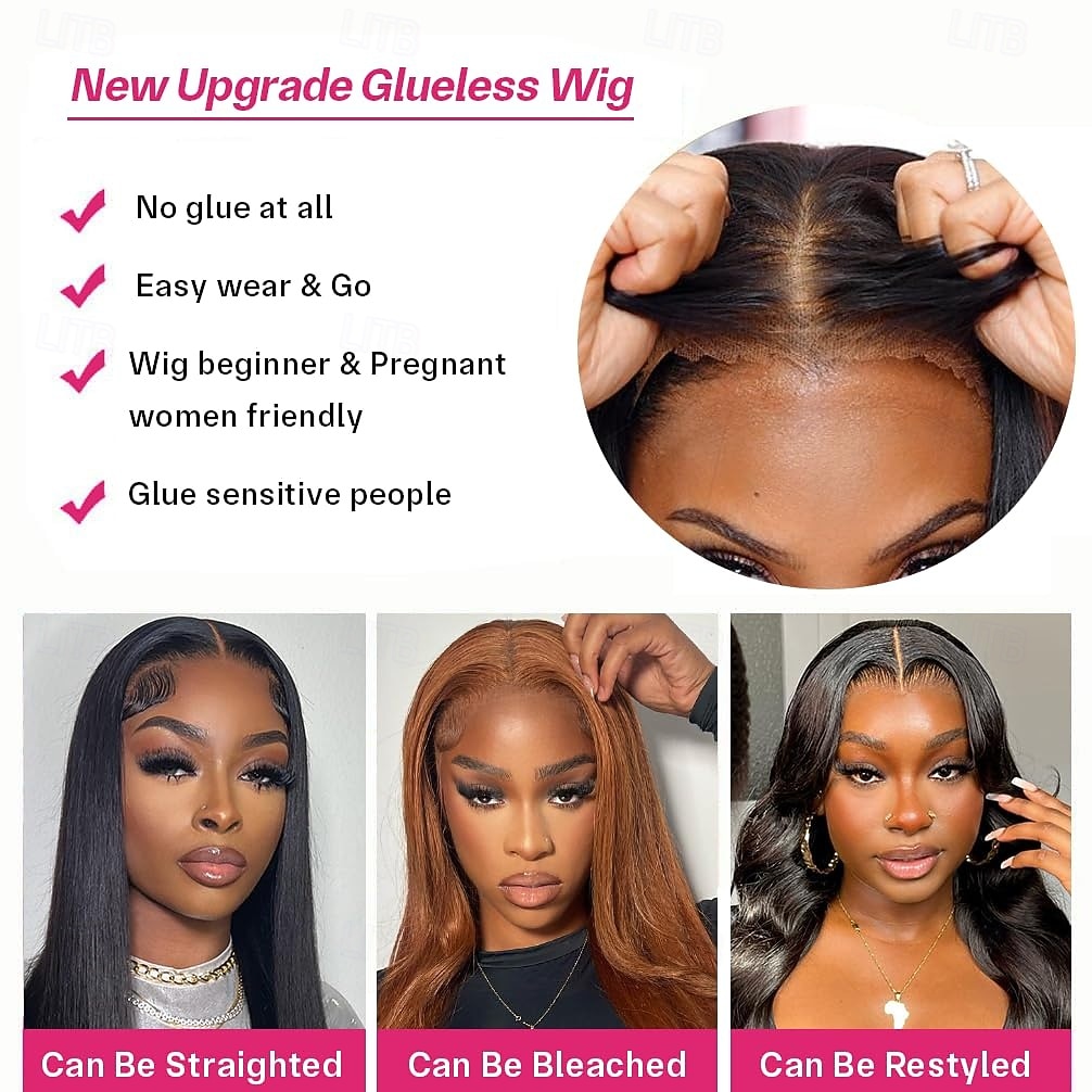 Wear and Go Glueless Wigs Human Hair Pre Plucked Pre Cut 4x4 Straight Lace Front Wigs Human Hair Wigs for Women No Glue Hd Lace Front Closure Ready to Wear Wigs 180% Density 2026 - $107.99 –P5