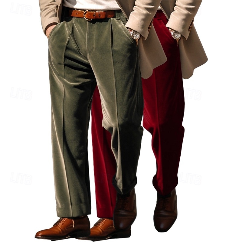 Ανδρικά Παντελόνια Παντελόνι επίσημο Φαρδύ παντελόνι Βελούδινο Παντελόνι Παντελόνια χορού Μπροστινή τσέπη Ισιο πόδι Πολυσυσκευασία Σκέτο Άνεση Πλήρες μήκος ΕΞΩΤΕΡΙΚΟΥ ΧΩΡΟΥ Επιχείρηση Καθημερινά 2026 - $28.99 –P4