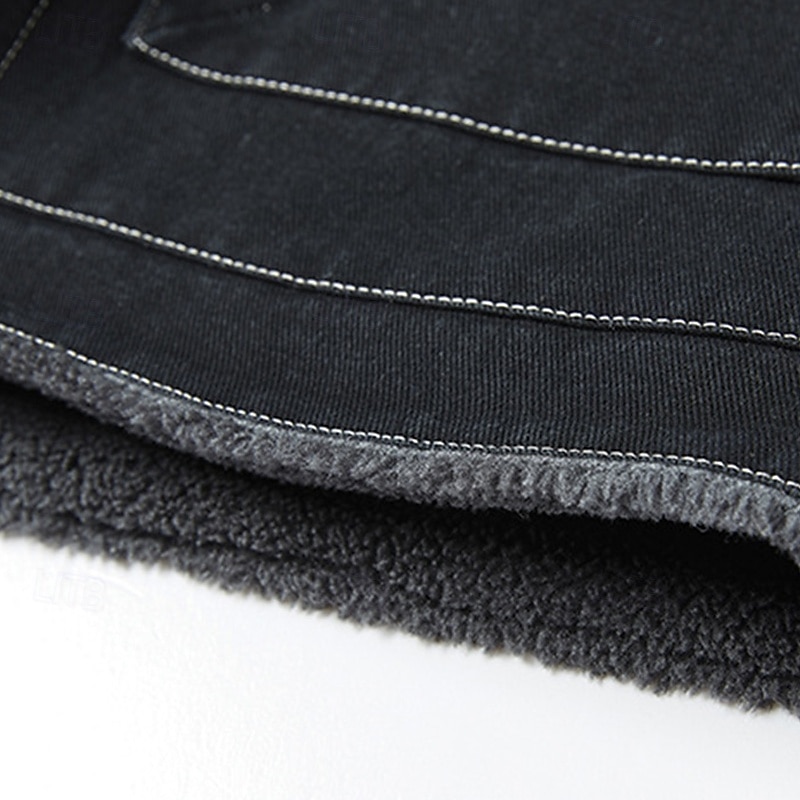 Męskie Kurtka zimowa Kurtka polarowa Jeansowa kurtka Urlop Codzienny Keep Warm Kieszeń Polar Jesień Zima Równina Moda Moda miejska Klapa Regularny Czarny Niebieski Ciemnoszary Kurtki 2025 - $66.99 –P9