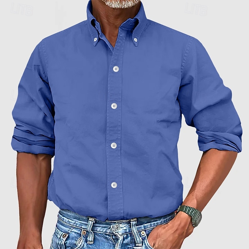 Herren Hemd Kleidhemd Durchgeknöpft Hemd Einfach Geschäft Täglich Schwarz Weiß Gelb Rosa Langarm Umlegekragen Sommer Frühling Bekleidung 2025 - $21.99 –P3
