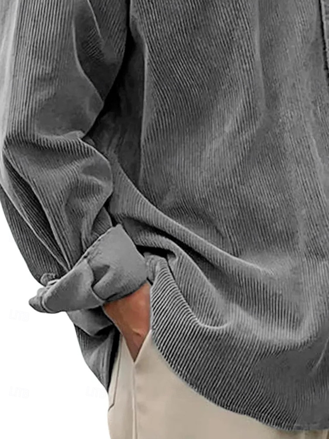 Męskie Koszula Codzienna koszula Koszula sztruksowa Zapinana na guziki koszula Czarny Biały Granatowy Niebieski Fioletowy Długi rękaw Wieczorne Na zewnątrz Ulica Odzież Zabytkowe Codzienny 2025 - $27.99 –P3