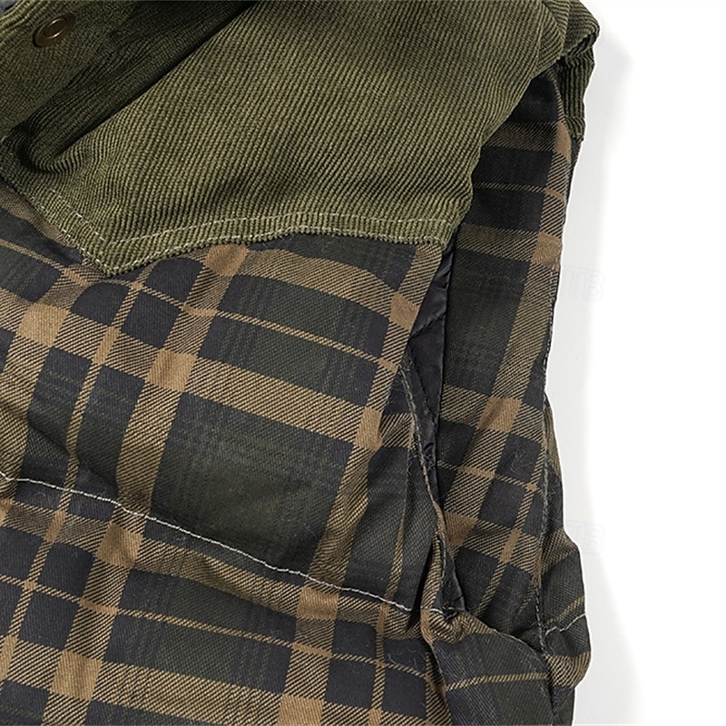 Per uomo Gilet imbottito Gilet Vacanza Quotidiano Data Moda Casual Autunno Inverno Tasca Poliestere Caldo Confortevole Plaid Cerniera Con Cappuccio Vestibilità regolare Rosso Verde Verde militare del 2026 a $69.99 –P13