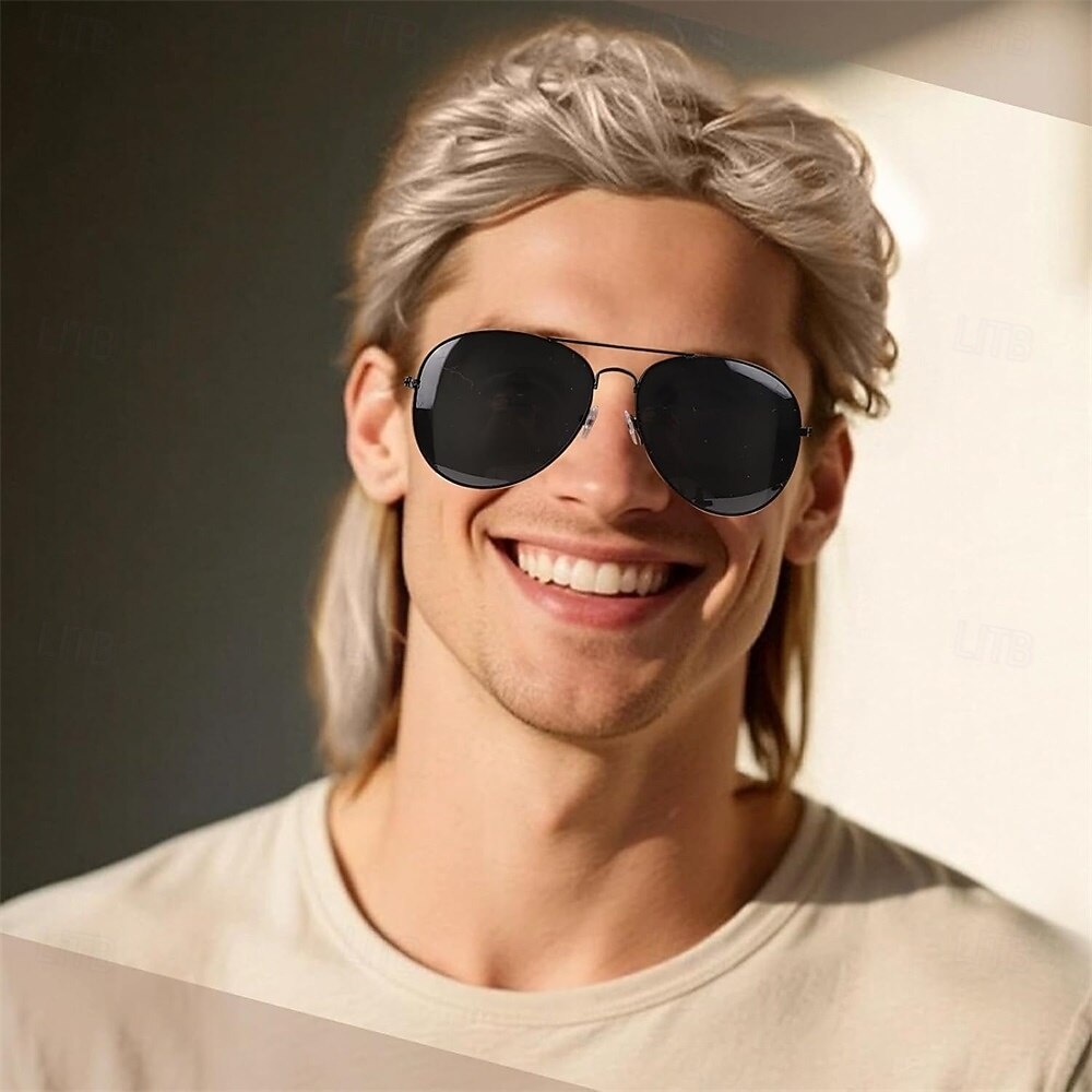 Mullet Wigs for Men Retro Cosplay Blonde Mullet Wig for Fancy Dress Include Glasses 2026 - $21.99 –P2