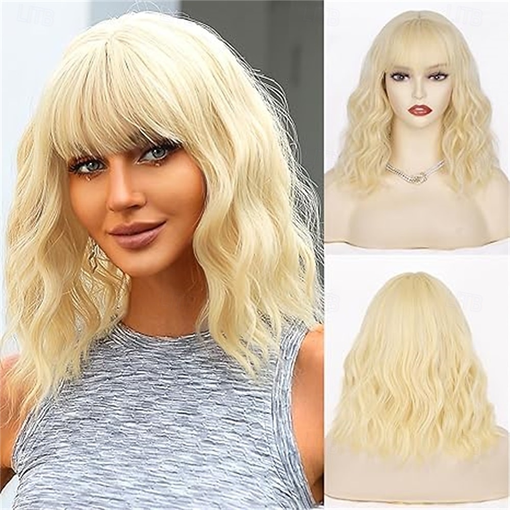 ciemnozielona peruka z grzywką, 14-calowa peruka typu bob z grzywką, krótka, zielona peruka do codziennego użytku na imprezy 2025 - $21.99 –P5