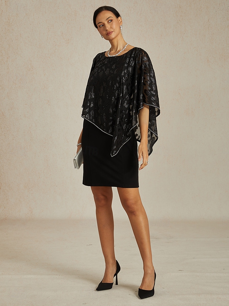 Femmes Robe Midi Robe fourreau Élégant Fête Robes semi-formelles Mariage Soirée robe demoiselle d honneur Coupe régulière Léopard Sans manches Col ras du cou Noir Printemps Automne Hiver de 2025 ? $99.99 –P6