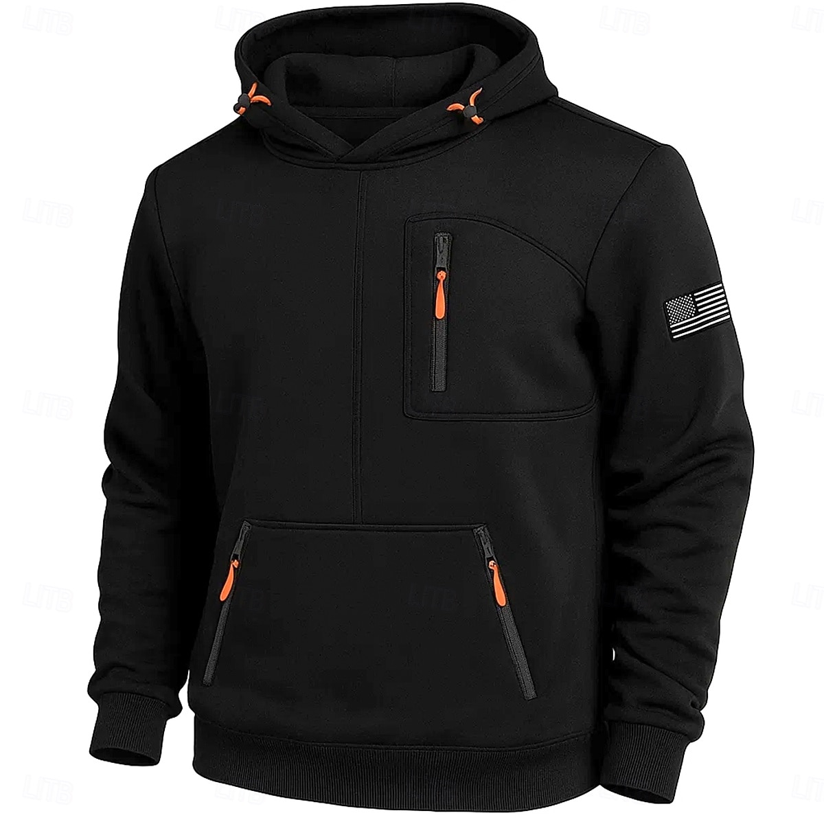 Hombre Sudadera Sudadera Con Capucha Sudadera táctica con capucha Negro Verde Ejército Azul Marino Gris Claro Con Capucha Plano Bandera estadounidense de los Estados Unidos Cremallera Deporte Casual 2025 - $23.99 –P6