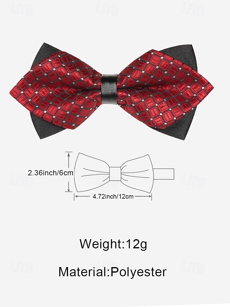Kerststrik voor heren met geometrisch patroon, verstelbaar, voorgestrikt formeel accessoire voor smoking, meerdere kleurmogelijkheden voor feestdagen en cadeaus 2026 - $7.99 –P5