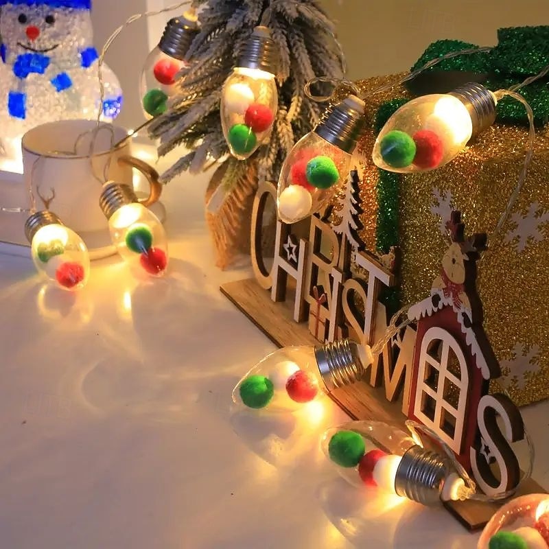 Guirlande lumineuse de Noël à ampoules, flocon de neige, sapin de Noël, 1,5 m, 10 LED, alimentée par piles, pour fête de Noël, fenêtre, balcon, porche de 2025 ? $15.99 –P12
